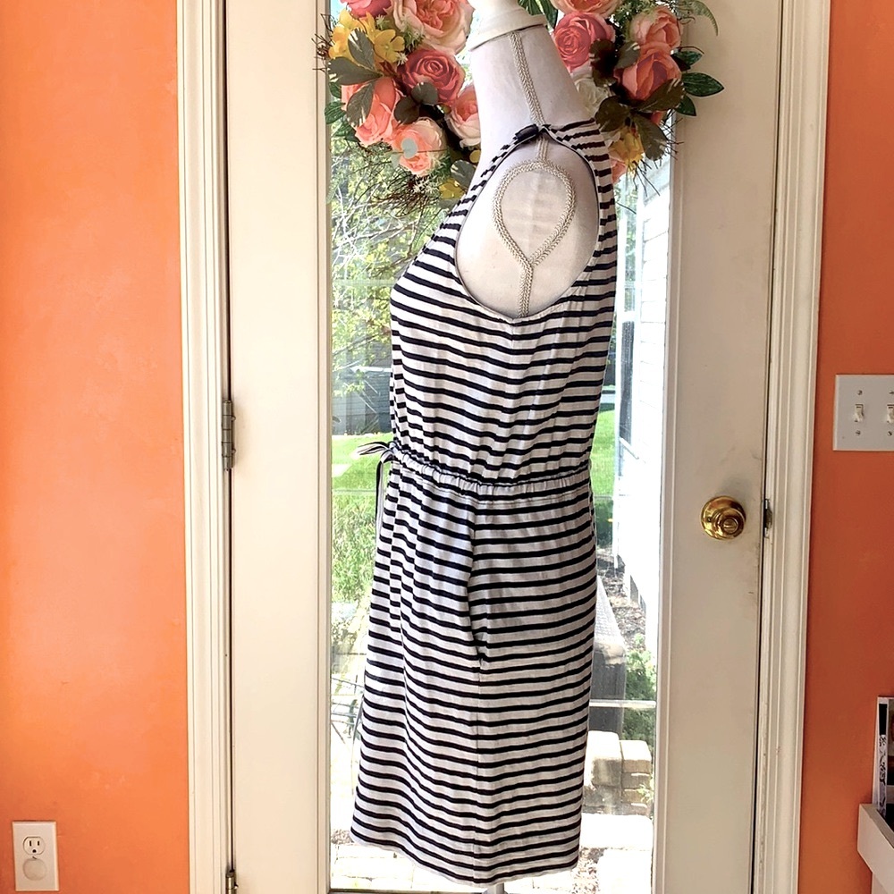 J. Crew Tank Dress Blue/White Stripe Drawstring XS - Picture 3 of 7